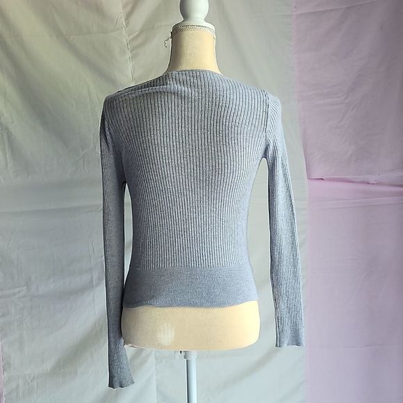 Divided Gray Ribbed Cardigan Sweater - Picture 4 of 7